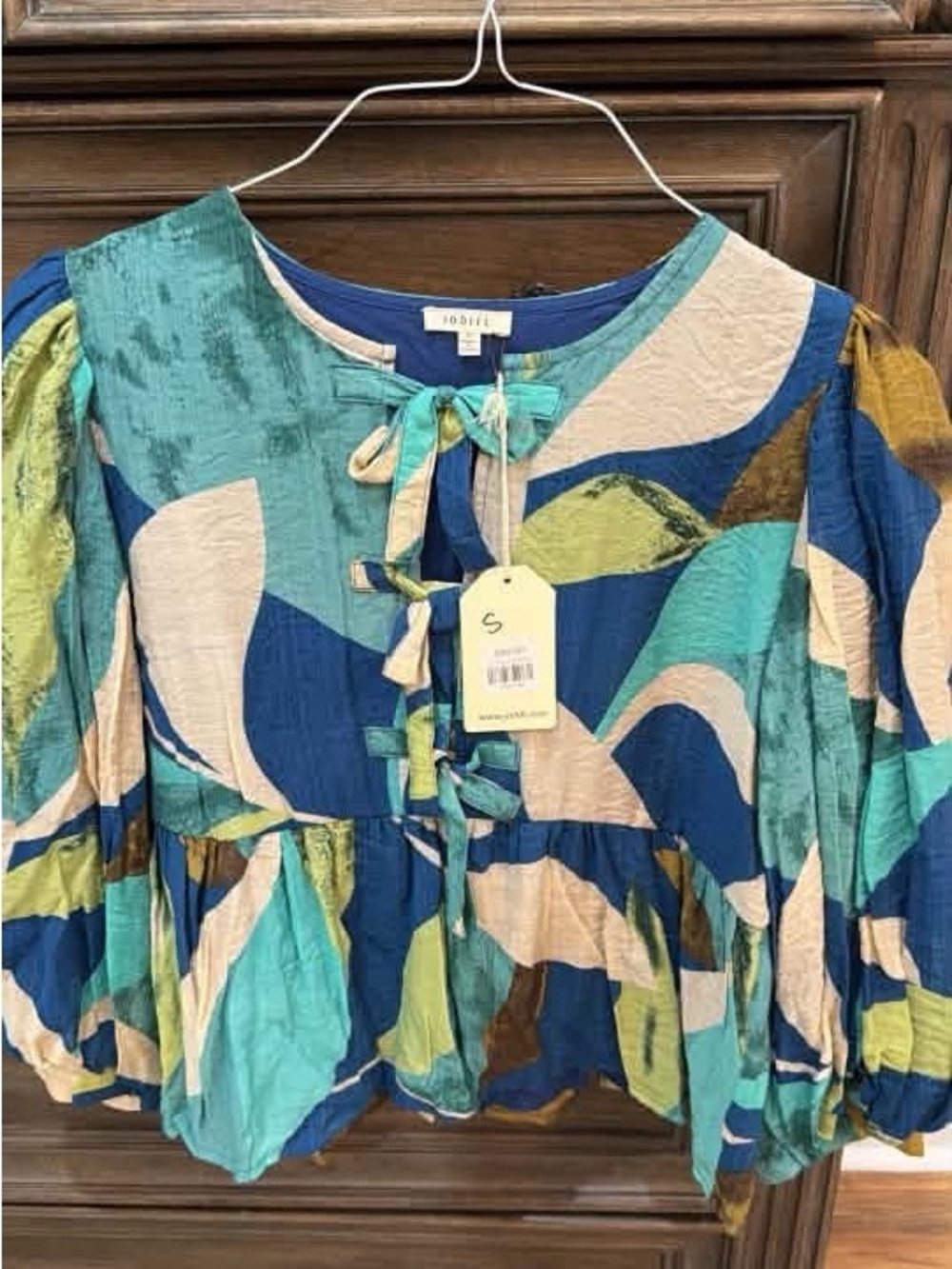 JODIFL Blue Multi Tie-Front Boho Tunic